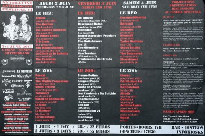 Antiracist, antifascist festival VI, 2-4 June 2011, Geneva