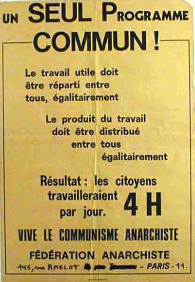 Un seul programme commun, ville le communisme anarchiste